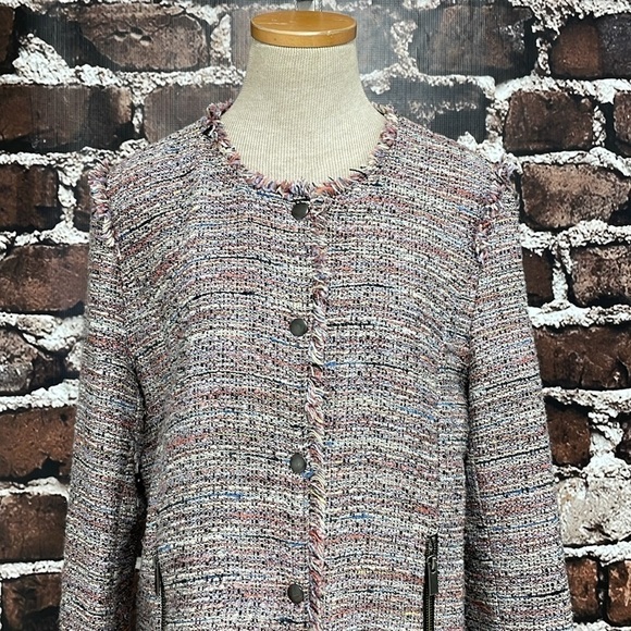 Halogen Jacket Blazer Womens Large Pink Full Zip Snap Pockets - Picture 7 of 17